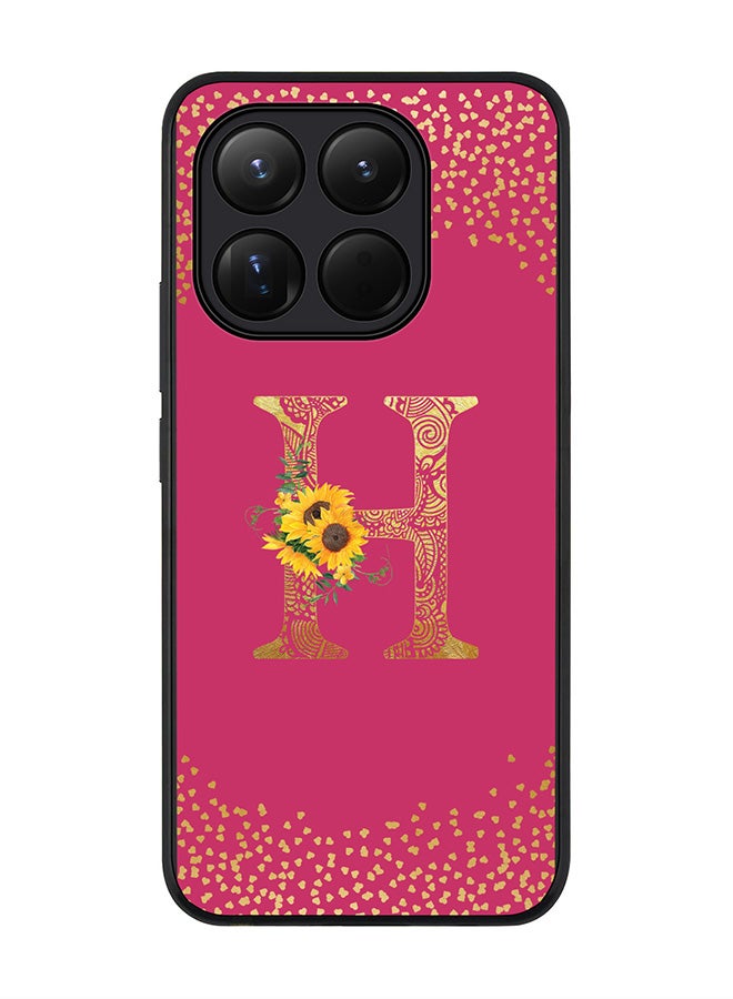 For Xiaomi 15T Case,Slim fit Camera Protection, Shockproof Thin Phone cover  - Custom Floral Monogram - H ( Deep Pink )